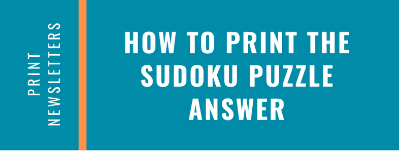 How to Print the Sudoku Puzzle Answer